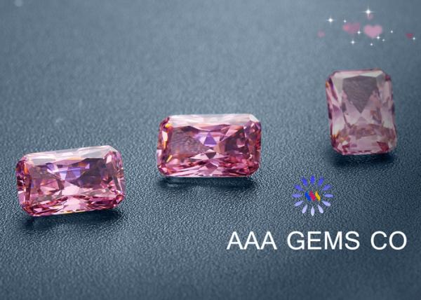 Radiant Cut Colored Pink Moissanite For Decoration VVS1 In Clarity