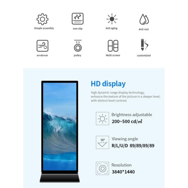 70 / Position pleine page de plancher d'affichage à cristaux liquides de Signage de Digital de 75 pouces