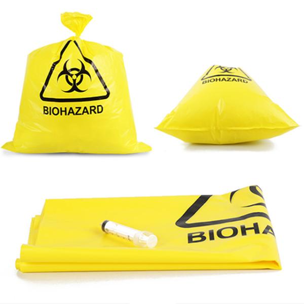 Large Capacity Yellow red hospital clinics infectious plastic disposable medical biohazard waste bags