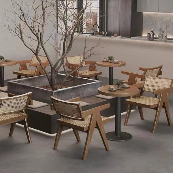 Mobília comercial Ash Solid Wooden Dining Set dos restaurantes da cafetaria do restaurante