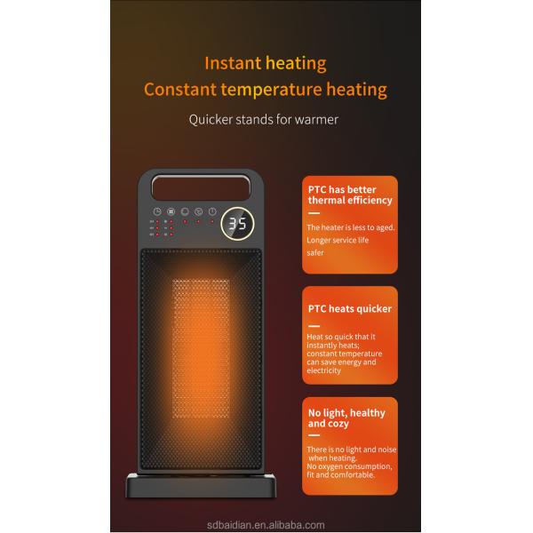 Touch Screen Electric Heating Portable PTC Ceramic Fan with Remote and Installation