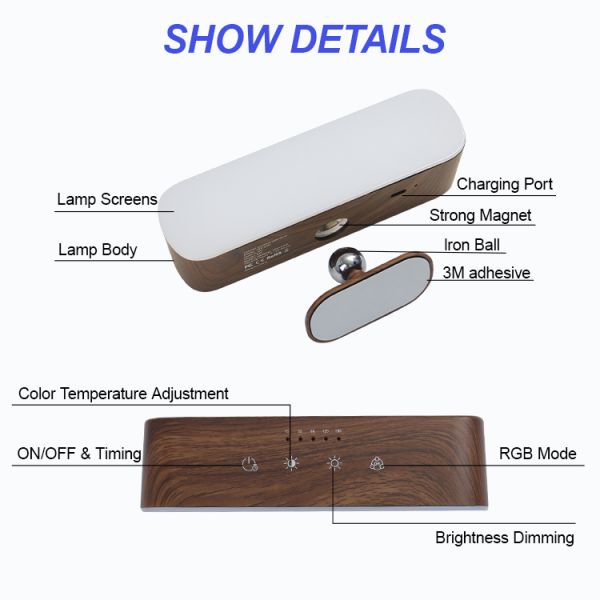 Rectangular Shade Shape Modern Rechargeable RGB 19x3 CW 170x47.8mm LED Wall Lamps Up Down Ambient Lights Home Decoration
