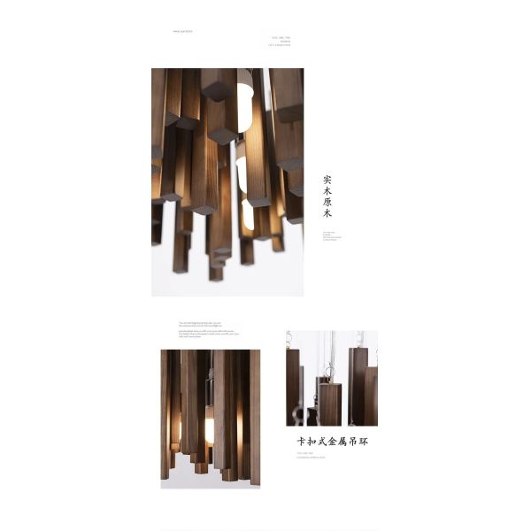 Dining Living Room Farmhouse Kitchen Table Solid Wood Led Pendant Chandelier Lamp Retro Wooden Hanging Chandelier (WH-VP-320)