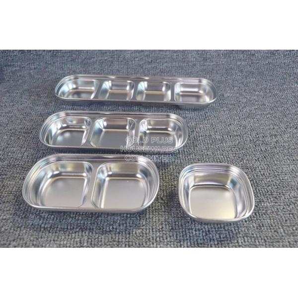 Wholesale updated 1-4 compartments sauce dish set tableware food grade 304 stainless steel sauce dish