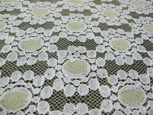 Soft Yellow Cotton Nylon Lace Fabric Dot Floral Knitted For Lace Dress CY-DK0034