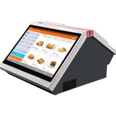 Sistema POS de tela sensível ao toque de tela dupla com impressora integrada de 80 mm de 14,1 polegadas
