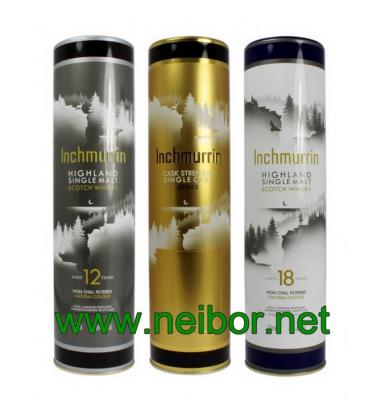 Round tall tin can for Whisky packaging Wine Can Wine boxes