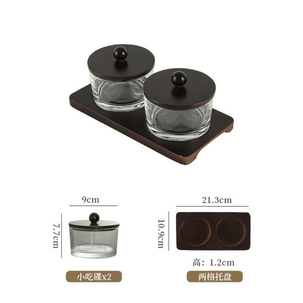 Container Set 4 Jars Glass Snack Container with Wooden Plate and Lid US