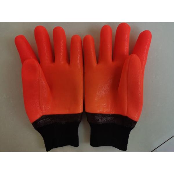 Orange PVC Coated Gloves 27cm Acid Resistant Cold Proof Chemical Protection Gloves