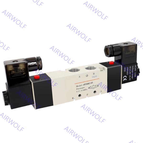 5/2 way, 5/3 way Low Pressure Aluminum alloy Pneumatic Solenoid Valves 4V310-10 4V320-10 4V330-10 with 0.15~0.8MPa Operating Pressure for 1/4, 3/8 Port Size