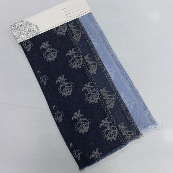 Special Design Jacquard Denim Fabric Dark Blue 10oz 180cm Full Width For Jeans Or Jacket