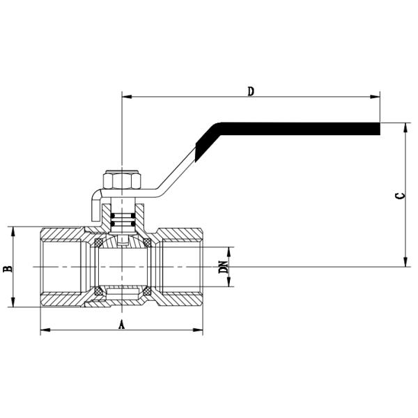 Женское x женский длинный поток DZR шариковый клапан 2 дюймов латунный