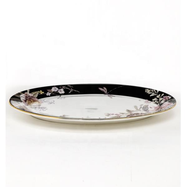 Plato de comedor de porcelana blanca de alta calidad con patrón floral de cerámica