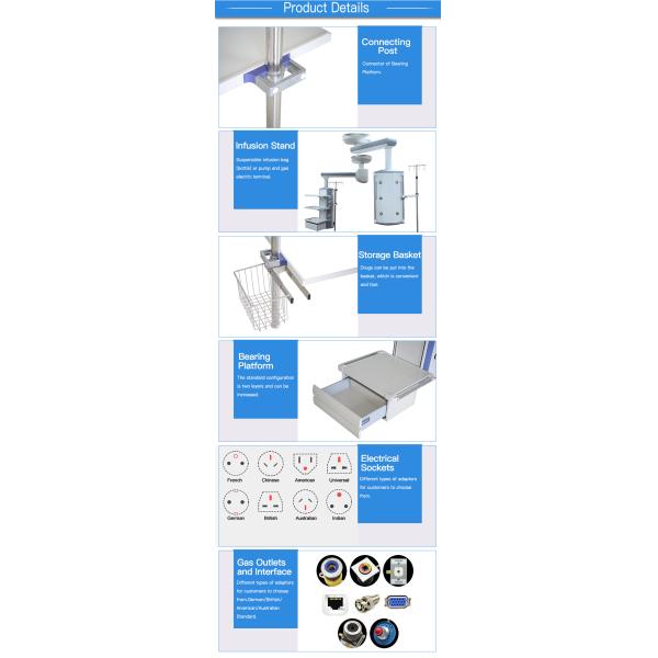 Ceiling Mounted Medical Pendant Systems Single Arm With Gas Terminal