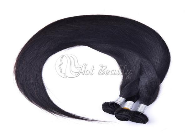 Natural Black Virgin Peruvian Hair Extensions , Silky Straight Human Hair