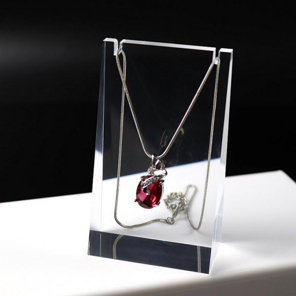 Custom Size Acrylic Necklace Display Holder Brushed Finishing For Jewelry Store