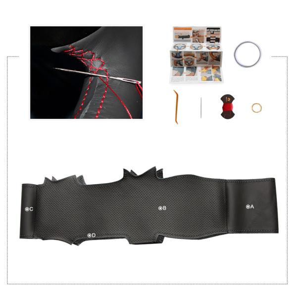 Sewing Car Black DIY Genuine Leather Steering Wheel Cover For Ford Focus 3 Escape C-MAX 2011 2012 2013 2014 2015 2016 2017 2018