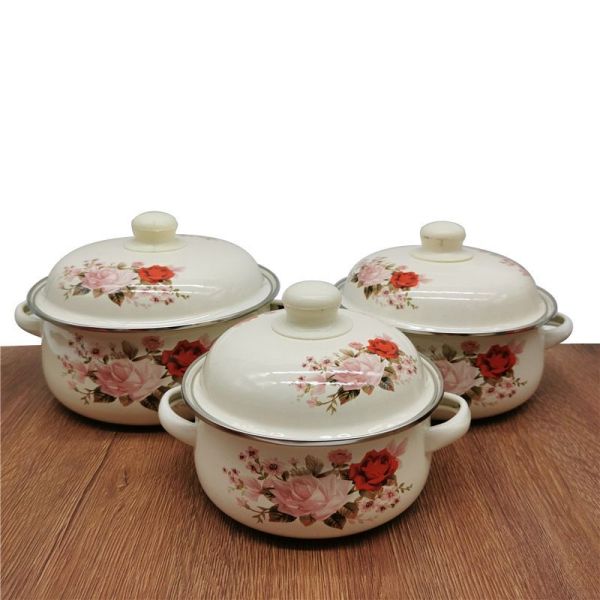 Sustainable Classic Turkish Type Enamel Casserole Sets with Enamel Lid