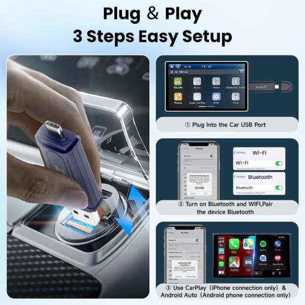 Se Pro More Apps Music Gps carlinkit USB Mini Wireless Adapter Carplay  Universal Dual Channel Android Auto Ai Box for Cars apple