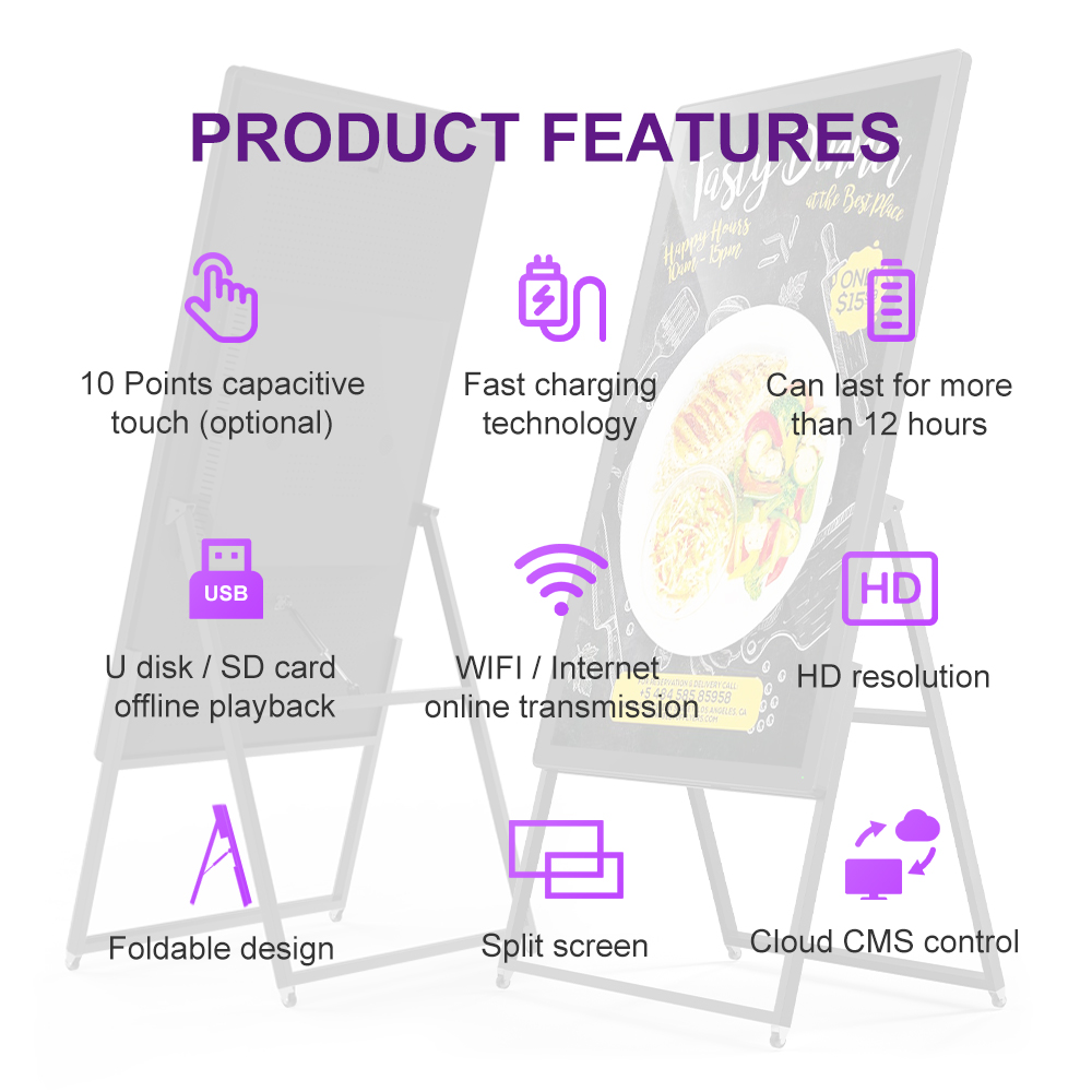 SECAM плаката Signage рекламы медиа-проигрывателя 55in 4k цифров Lcd складной