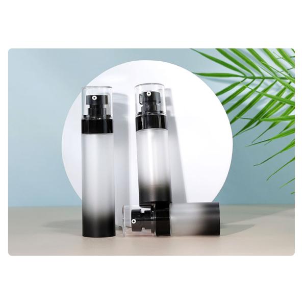 Airless Skin Care Packaging Bottles Black Airless Pump Bottle Base Material ABS Collar Material AS