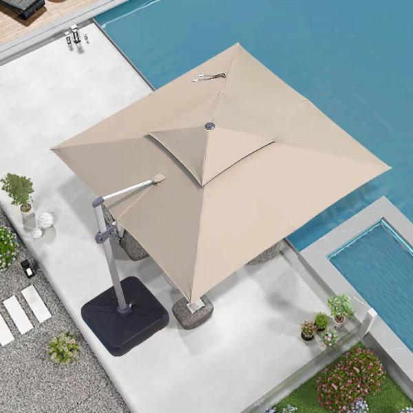 Outdoor Furniture Cushion Folded Cantilever Parasol with Metal Umbrella Carton Package Water-resistant Fabric and Modern Style