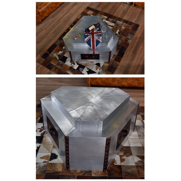 Nidea #8633 Industrial Retro American Style Aluminum Coffee Tables Handmade Durable Antique Home Furniture for Living Home Bar Villa Hotel