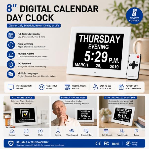 8 Inch HD Digital Picture Frame High Brightness Multimedia Digital Picture Frame With Video And Music Playback