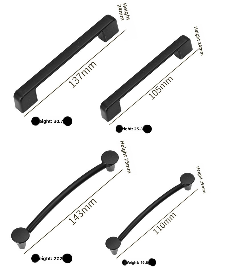 Aluminum Alloy CNC Machined Eco-Friendly Antirust Kitchen Cabinet Pulls Wardrobe Handles Drawer Knobs for Dresser & Closet Use