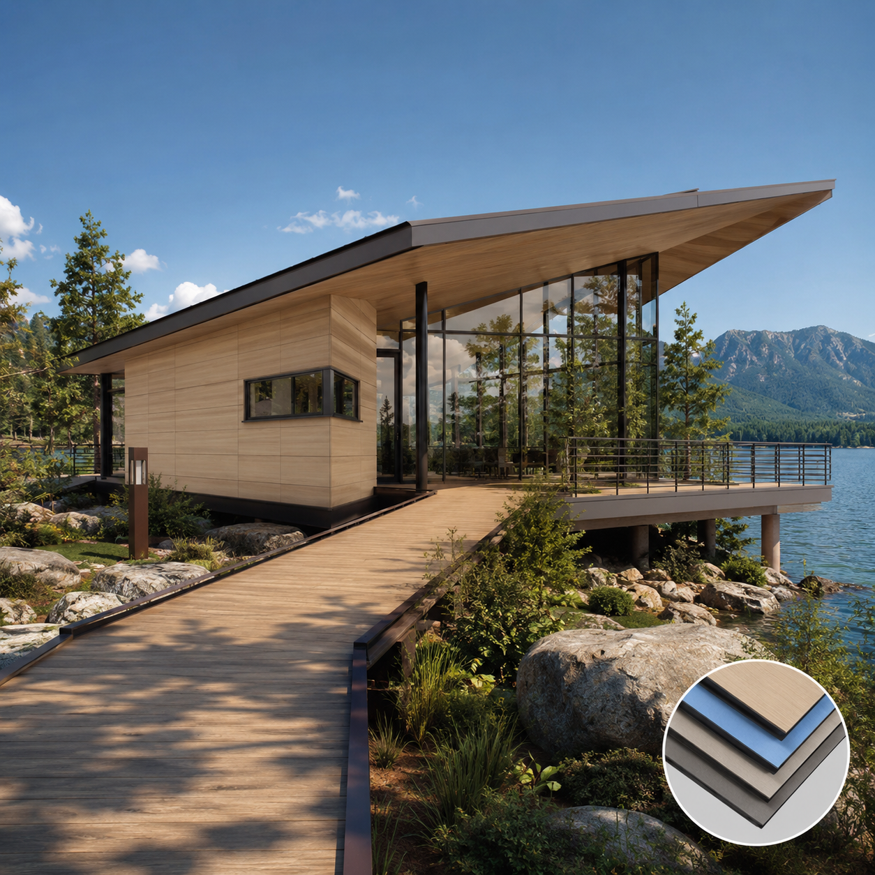 Outdoor Compact Laminate Cladding Panels for Villa & Commercial Building Facade
