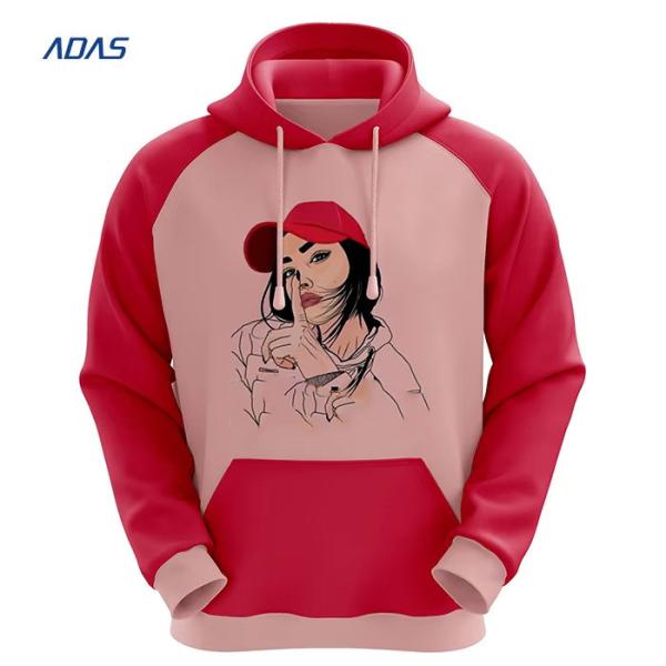 Custom Printed 100% Polyester Fleece Sweatshirt Pullover Hoodie Anti Shrink