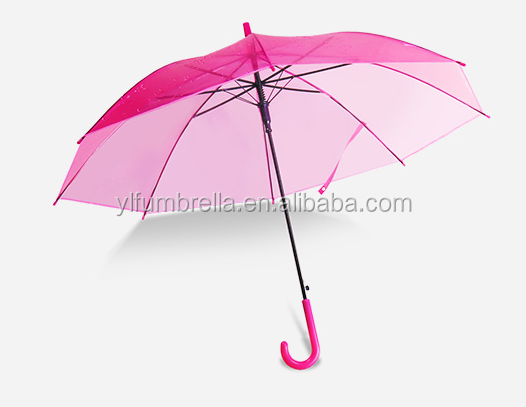 23inch 8K Paris Transparent Clear Umbrella for Raining Transparent Plastic J Handle