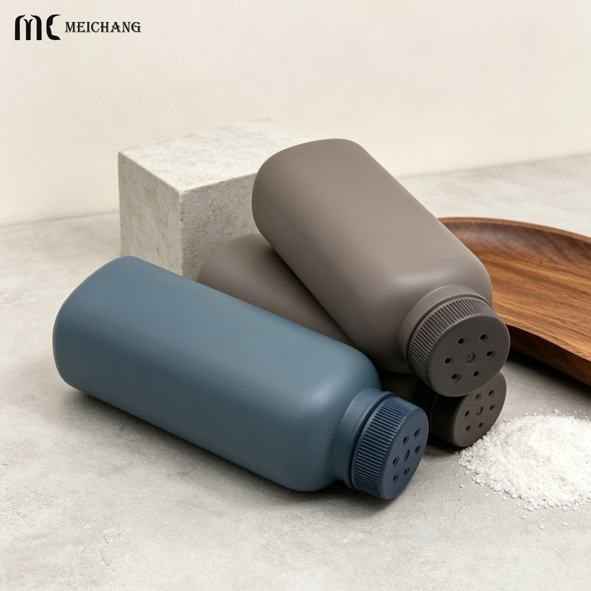 100g HDPE Powder Bottle with Sifter Cap for Baby Powder & Cosmetic Powder Packaging (MC-1505)