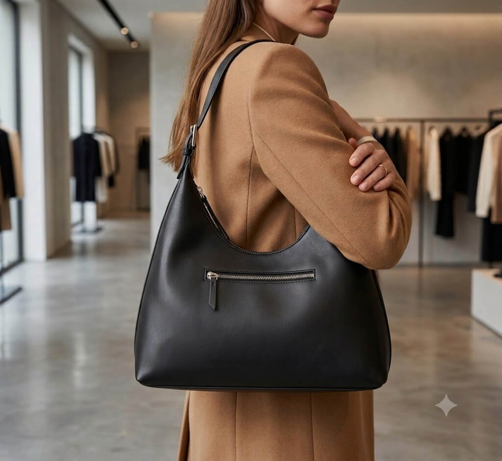Black Crescent Underarm Hobo Shoulder Bag with Buckle Strap – Bulk Supplier & Manufacturer