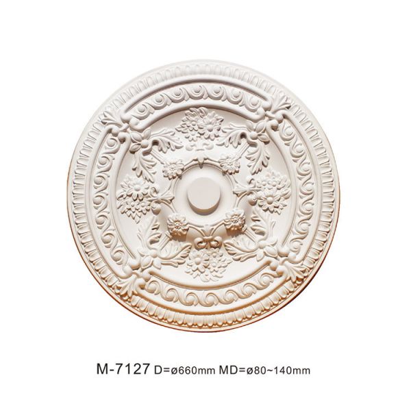 M-7127 Modern Plastic Artistic Waterproof House Renovation Ceiling Rose Moulding