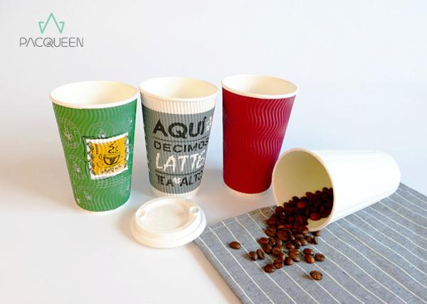 Insulated Coffee 12 Oz / 20 Oz Paper Cups For Hot Drinks Customized Sizes