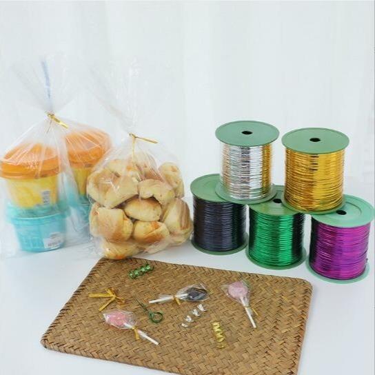 Flower tie wire, food packaging tie roll, colorful gift sealing rope 300,400 yards gold and silver tie