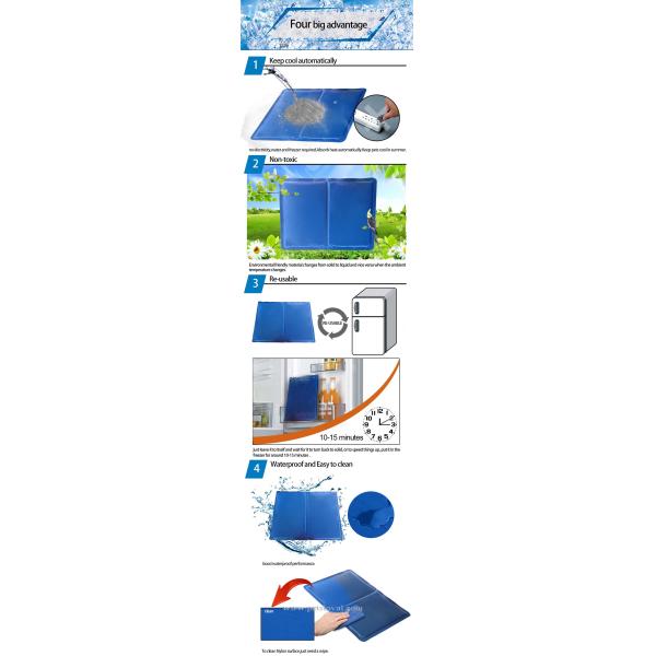 Re-useable self-cooling nontoxic dog cooling pad pet gel bed mat China Factory