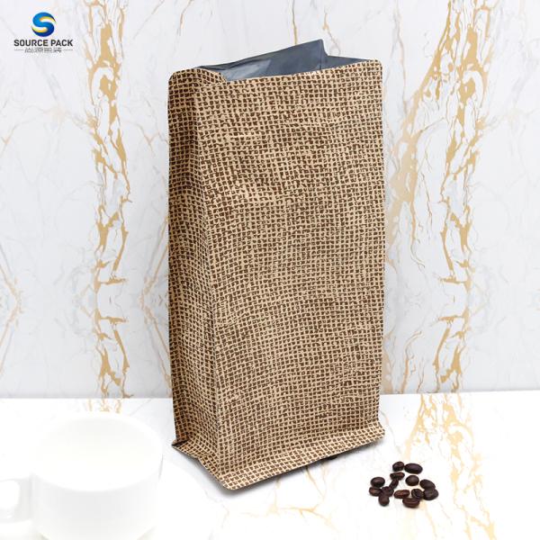 Kraft Paper Coffee Package Bag Flat Bottom Moisture Proof Zipper