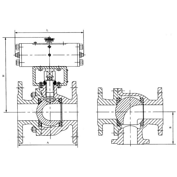 Compact Pneumatic O Type Three Way Ball Valve 15-200mm Nominal Diameter