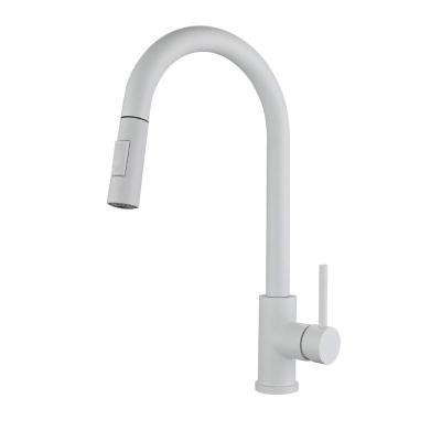 Single Hole Deck Mounted Gooseneck Kitchen Tap Faucets Matte White Custom
