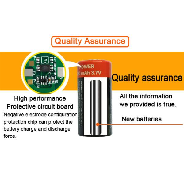 USB Charging Li Ion Rechargeable Batteries 16340 650mAh 3.6V