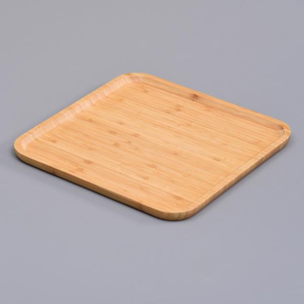 Customized Natural Solid Wood Bamboo Food Cutlery Tray in Different Sizes and Shapes