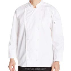 New Products waterproof oil repellent hotel uniform white long sleeves chef uniform coat