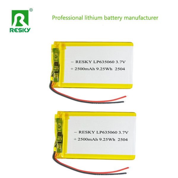 Power Lifepo4 Battery 635060 3.7v 2500mAh 9.25wh Rechargeable Square Lipo Li-polymer Batteries