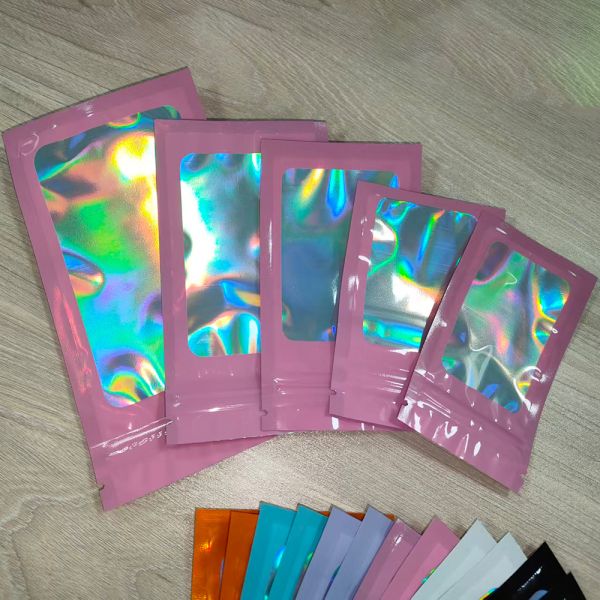 LDPE Plastic Express Delivery Color Window Holographic Selfsealing YinYang Bag Reusable Sealing Packaging Jewelry Electronic Pouch Plasticbag