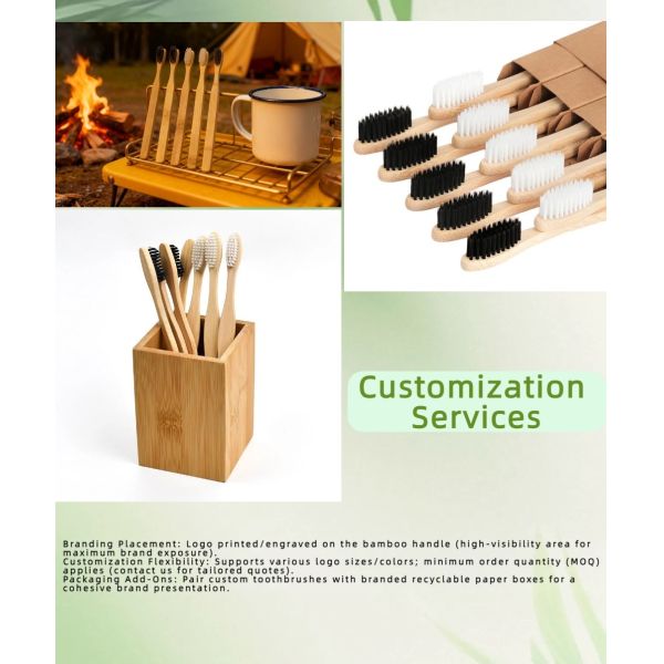 Natural Handle Soft Bristles Bamboo Toothbrush Biodegradable Eco Friendly Adult Children Portable ToothBrush