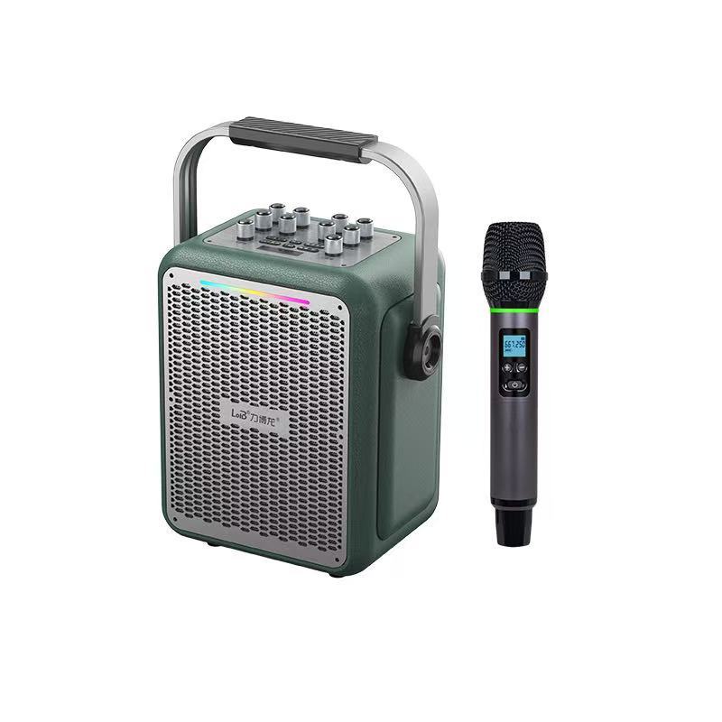 Portable Outdoor Karaoke Bluetooth Speaker, Compact Handheld Speaker with Ambient RGB Light for Camping Travel Party