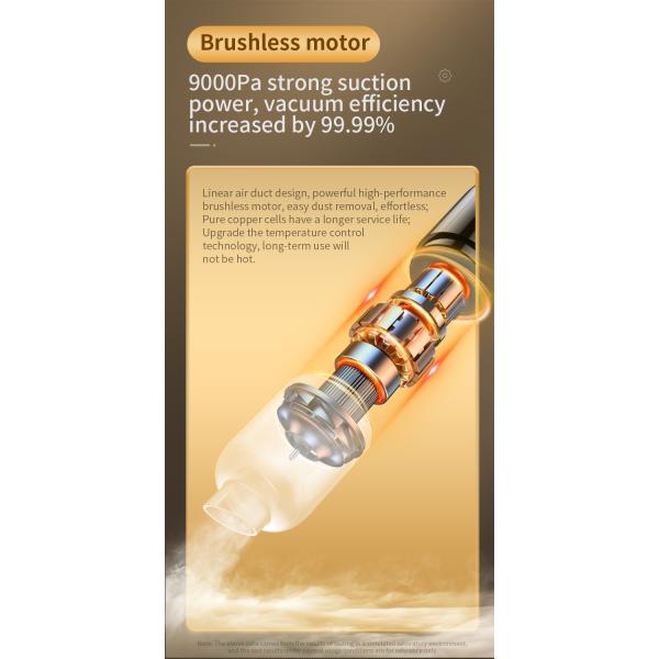 90w 9000PA Wireless Handheld Vacuum Cleaner with Brushless Motor and USB Power Source