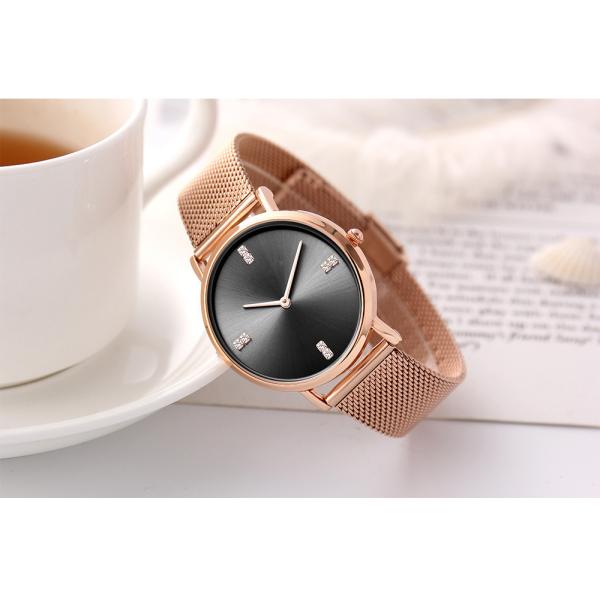 Womens Fashion Watch Rose Gold Stainless Steel Quartz Watch